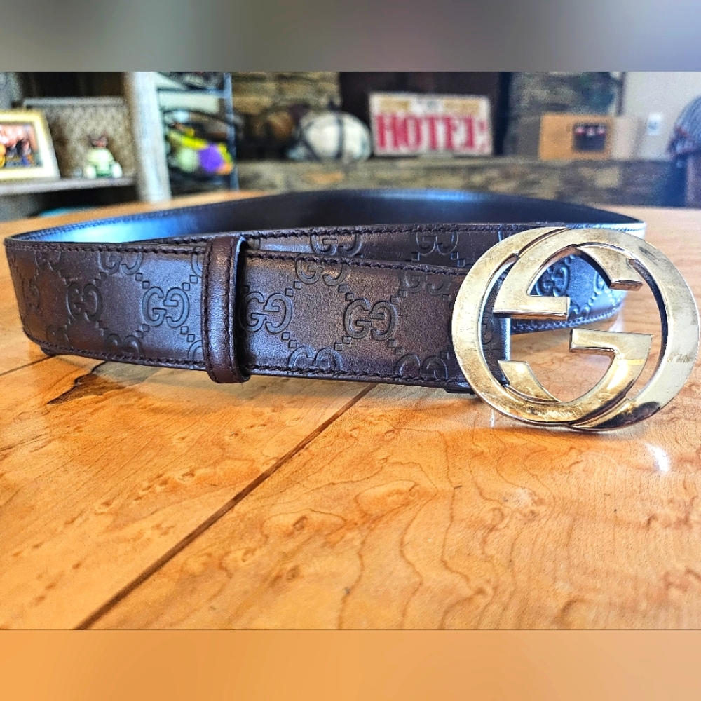 Gucci GG Guccissima Brown Leather Belt sz. 90 / 36
